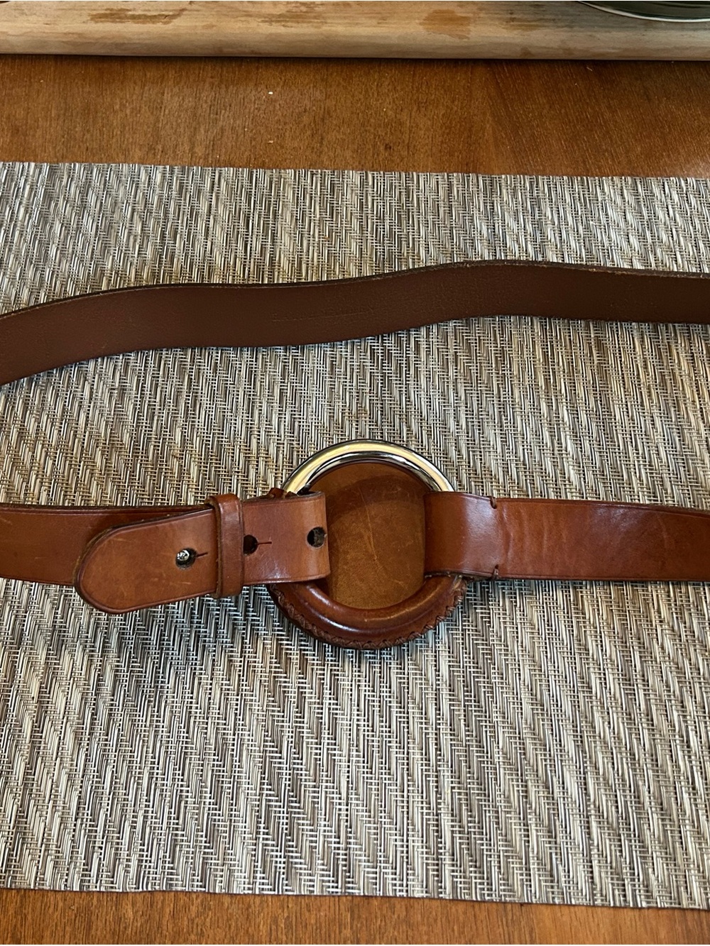 Ralph Lauren Tan Leather Belt with Silver Circular Buckle 🤩🥳 🔥😻. Used - Picture 4 of 9